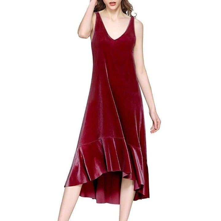 NWT Spicy Sandia Wine Velvet Midi Dress
