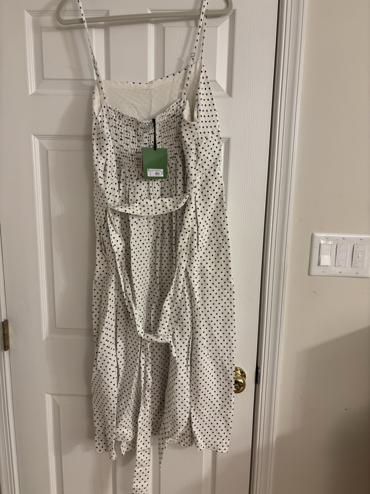 kate spade new york x Target Mini Polka Dot Tie-Waist Midi Dress Cream Black XXL