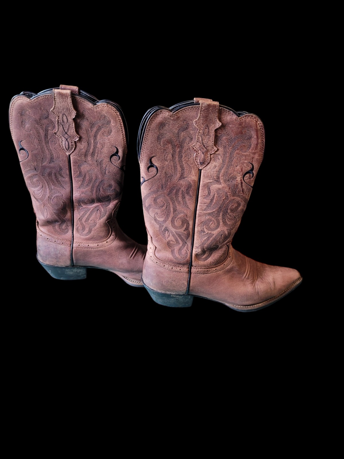 Justin Boots L2559 Western Brown Mustang Cowhide Stampede Womens Size 10 B