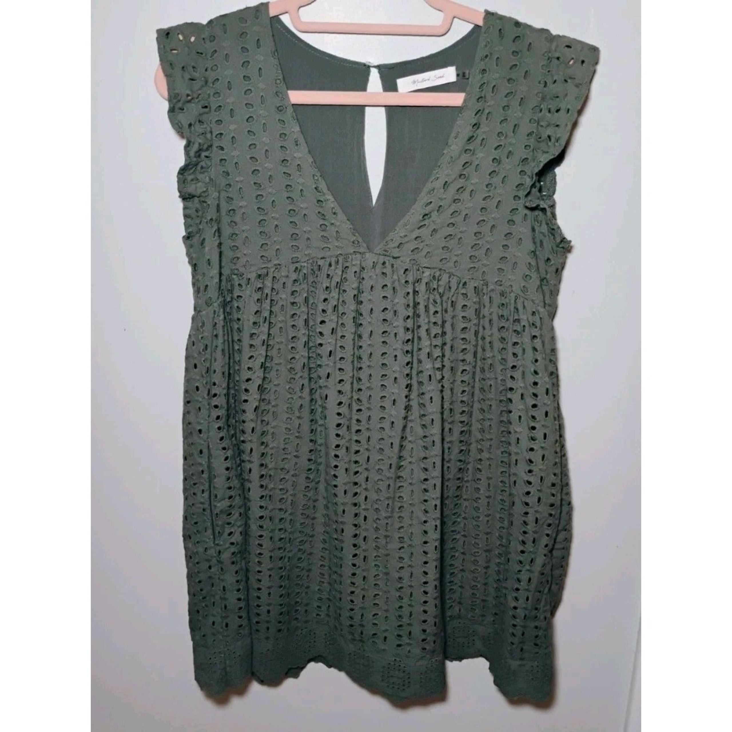 Mustard Seed Women's Green Eyelet Romper Dress Size M