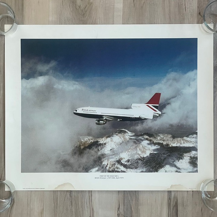 Vintage 1979 British Airways Lockheed L-1011-500 TriStar Airplane Poster 20 x16