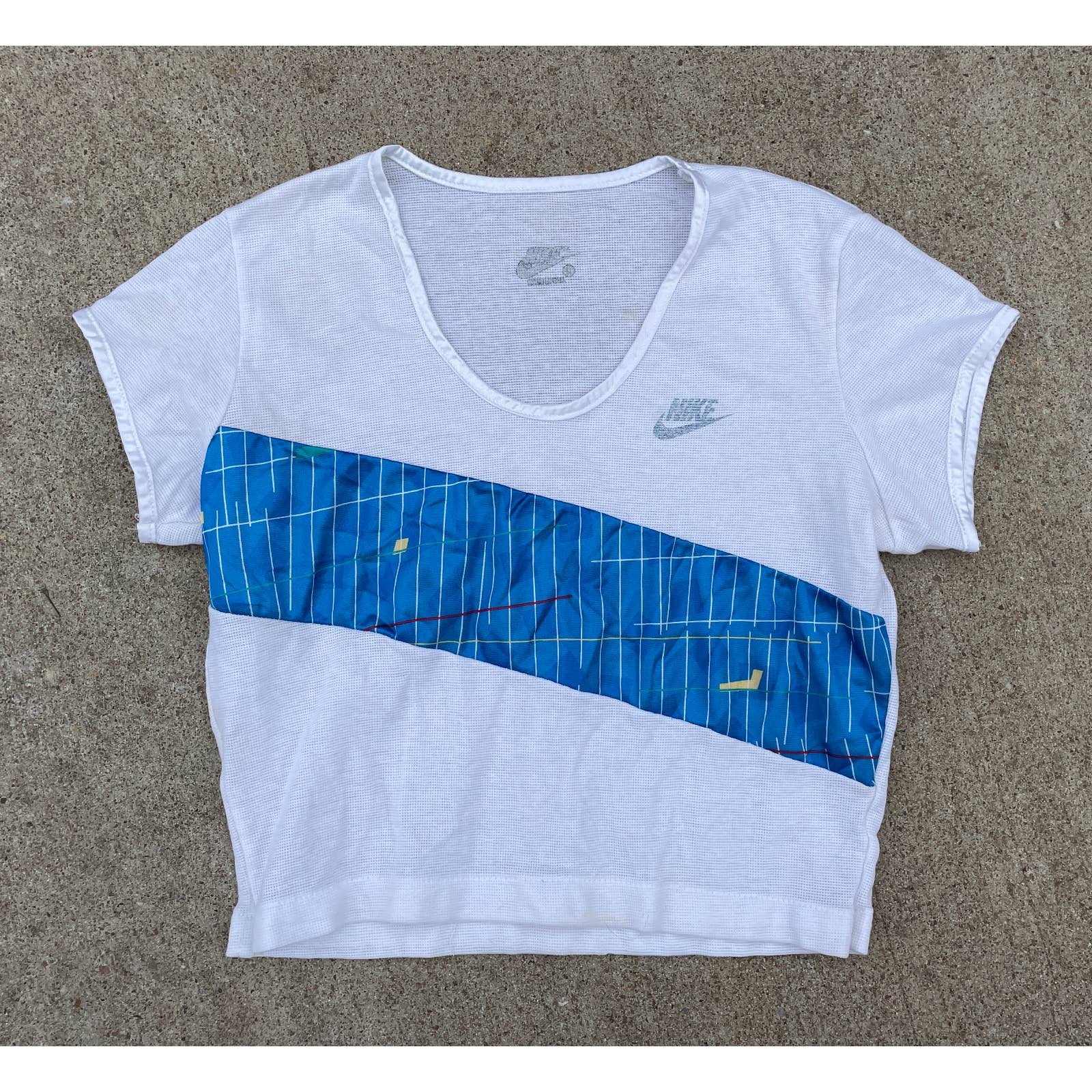 Vintage 1980s Nike Rare Mesh Crop Top / XS Small / Made in USA Blue Tag 90s
