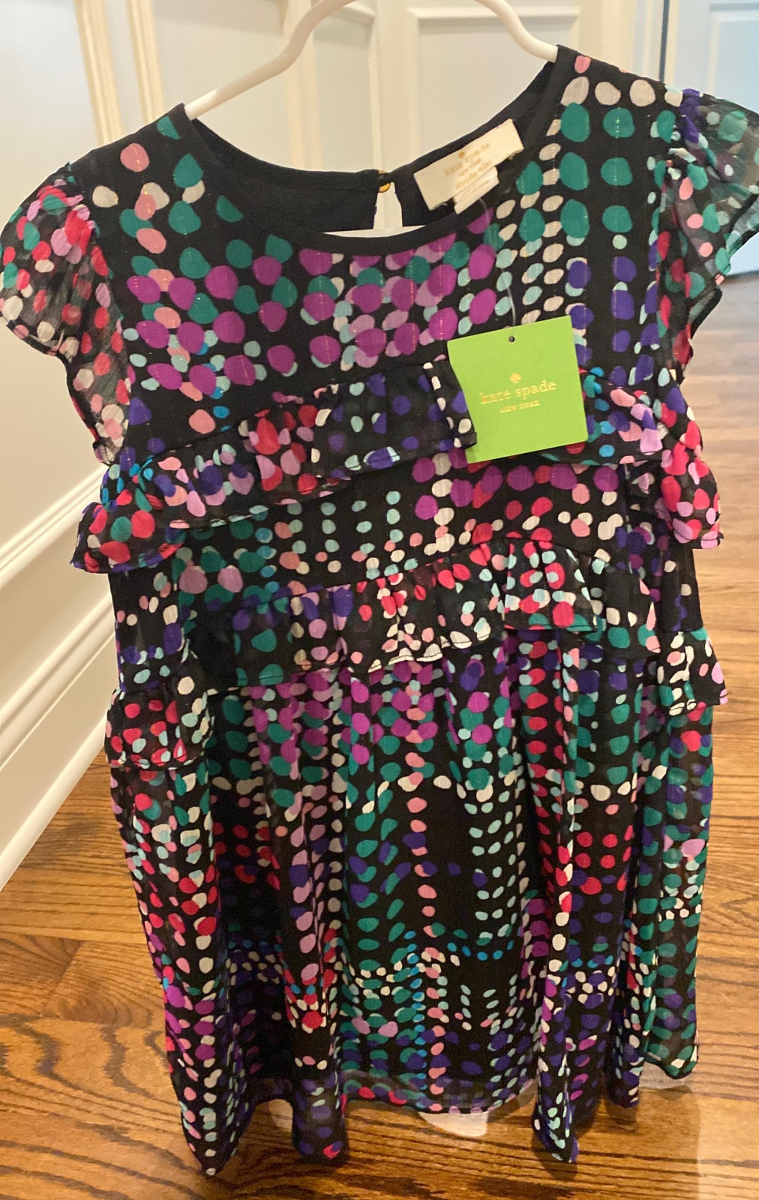 Kate Spade girls dotty plaid dress, size 6X