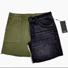 Hudson LA Asymmetrical Frayed Mini Skirt