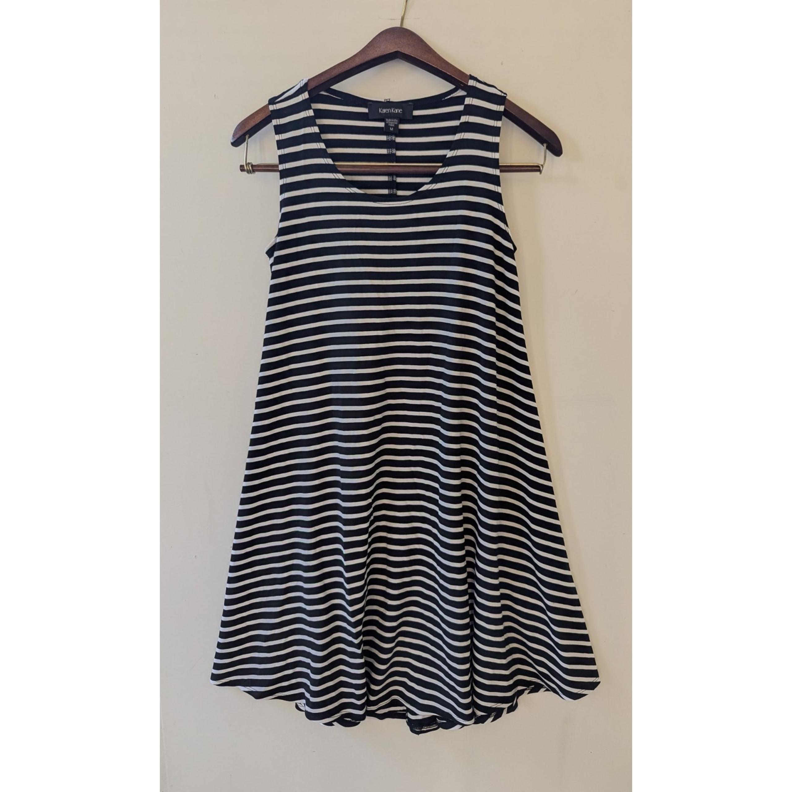 $108 Karen Kane Women's Black White Striped Sleeveless A-line Slip Dress Size M