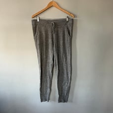 James Perse Womens Size 2 Cashmere Knit Track Pant Jogger Drawstring Ribbed Gray