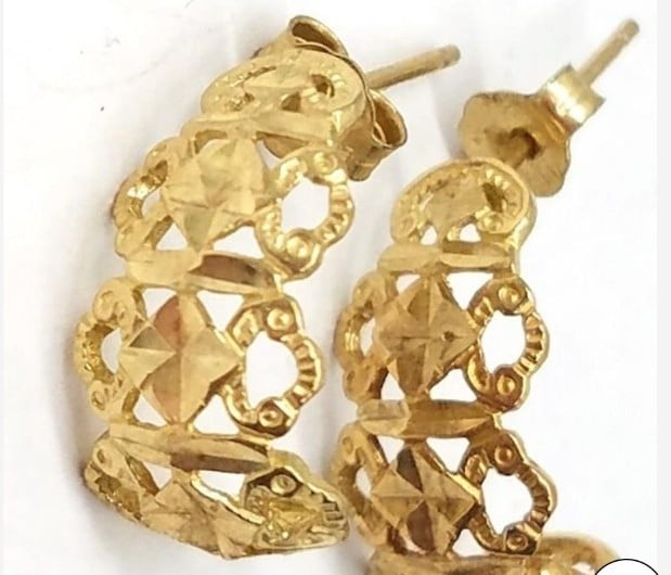 Gold Diamond Cut Earrings, 10K