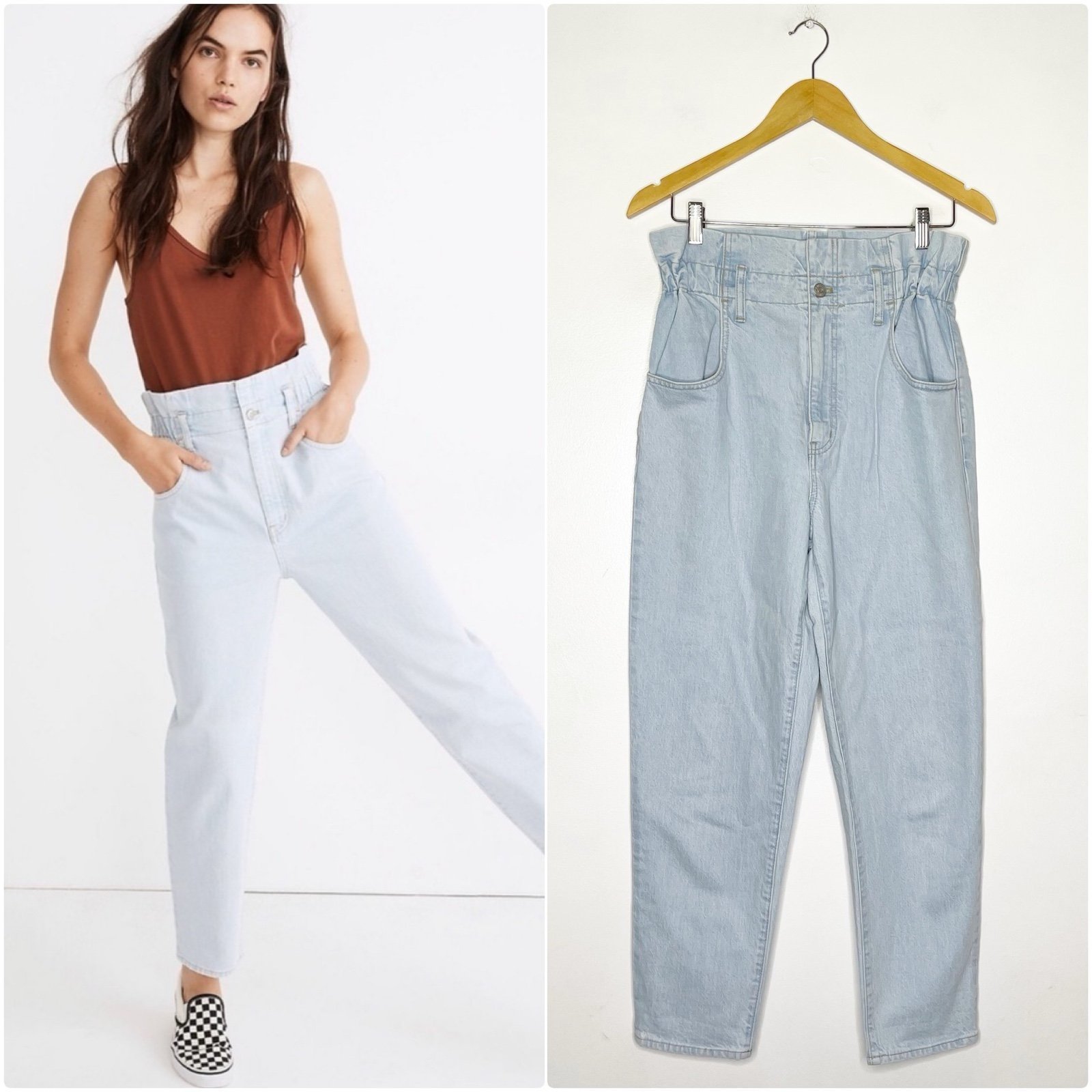 Madewell NWOT Broomfield Wash Paperbag Classic Straight High-Rise Jeans Size 27