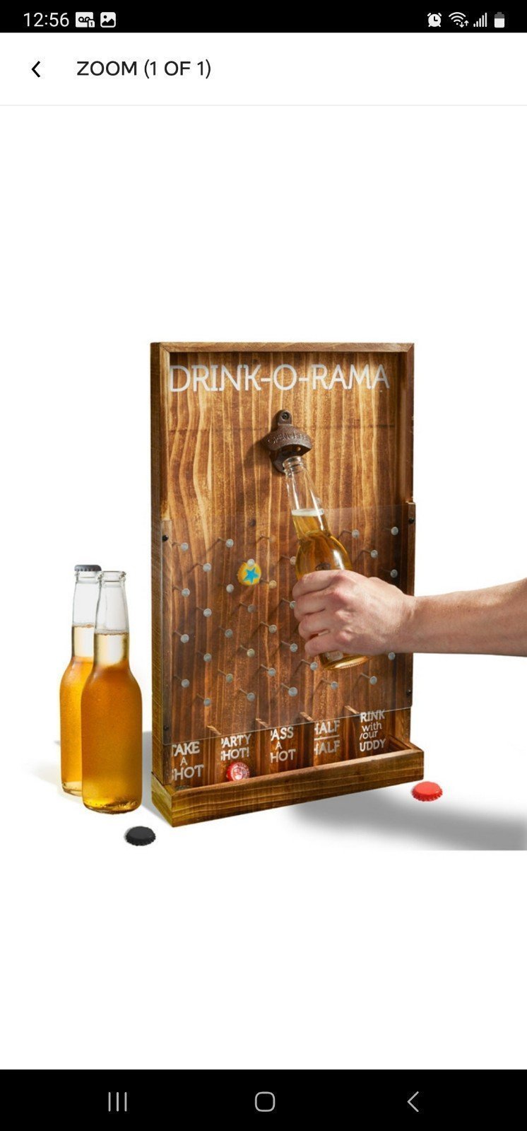 4- Drink-O-Rama Bottle Opener Wooden Hanging Shot Plinko Party Game