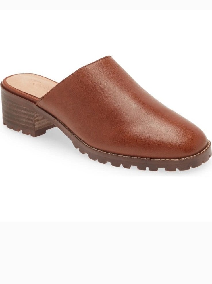 Madewell Mindy Lugsole Cognac Brown Casual Minimalist Leather Slip on Mules(8)