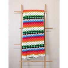 Vintage Funky 1970s Rainbow Crochet Afghan Blanket Throw Shell Stitch 68 by 50