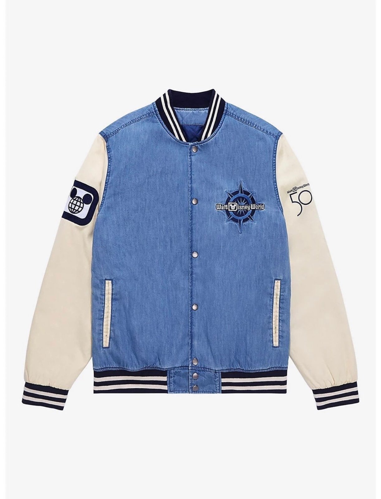 WDW 50th Anniversary Denim Varsity Jacket - Small