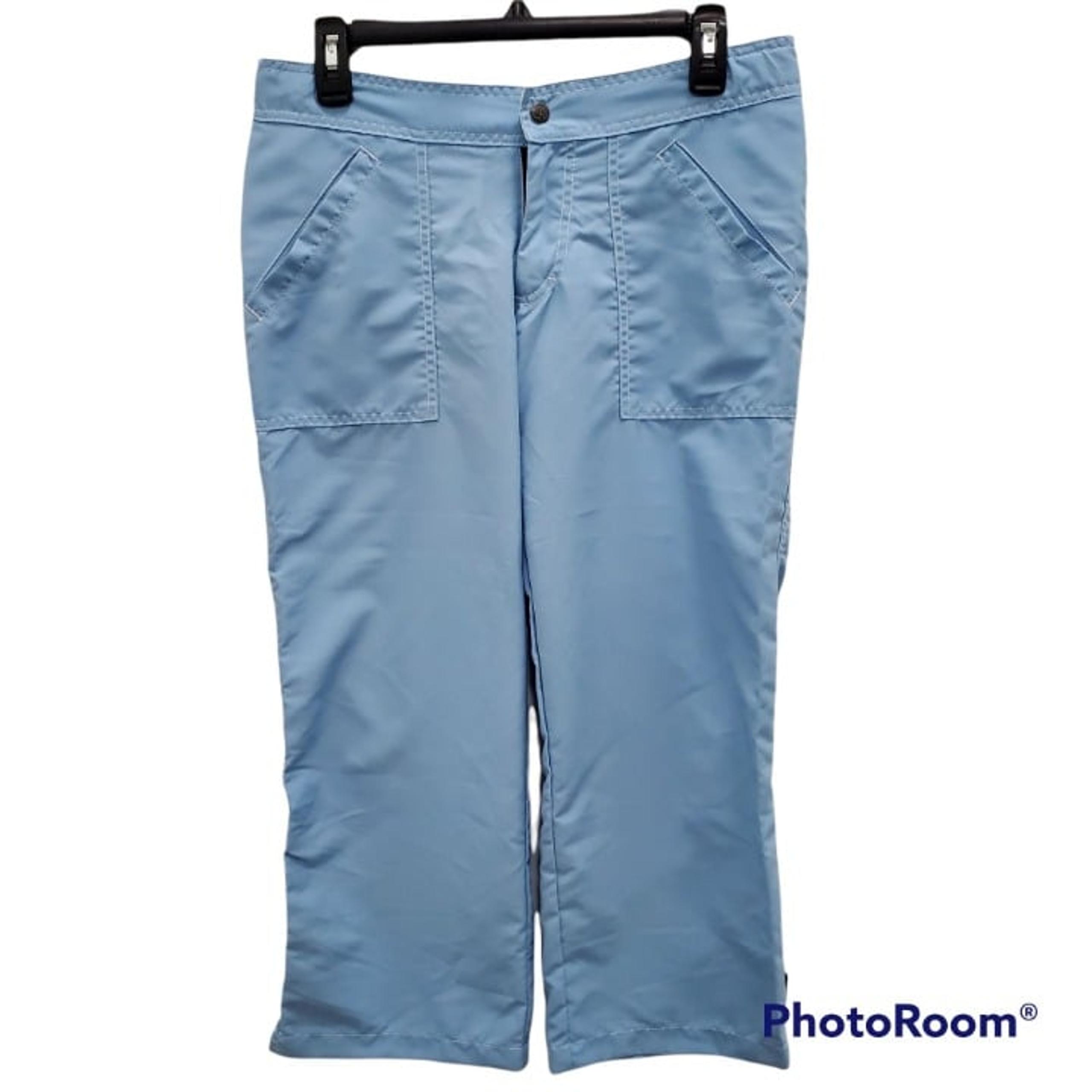 PrAna Women's Petra Capri Powder Blue Adjustable Waist Cropped Pants NWT Size S