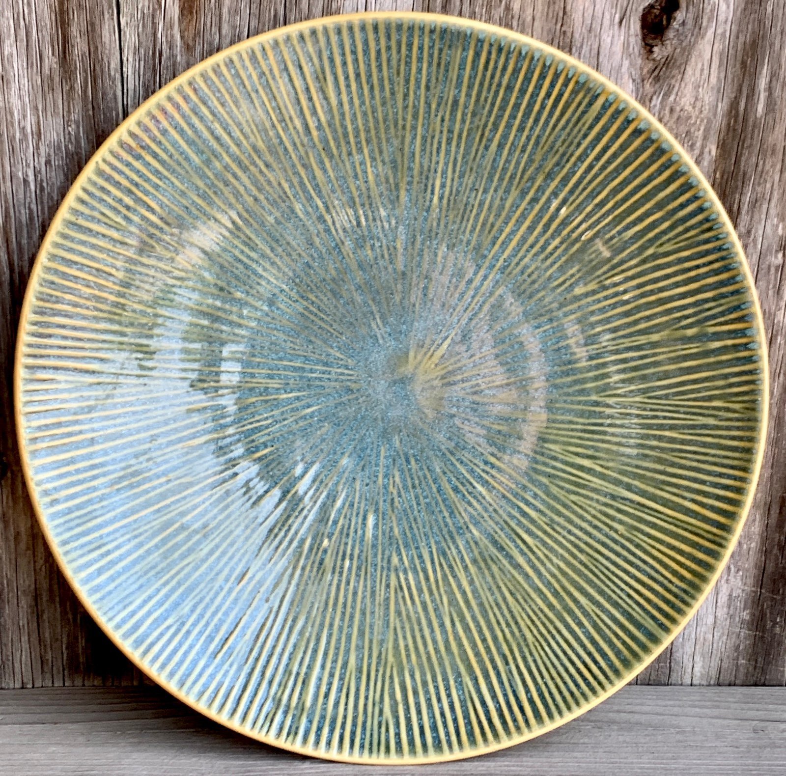 Joseph Abboud Teal Illusion Stoneware 12” Charger Plate Discontinued Vintage