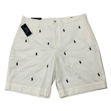 Polo Ralph Lauren 9 Stretch Classic Fit Chino Short Men's 36 Pony AOP NWT White