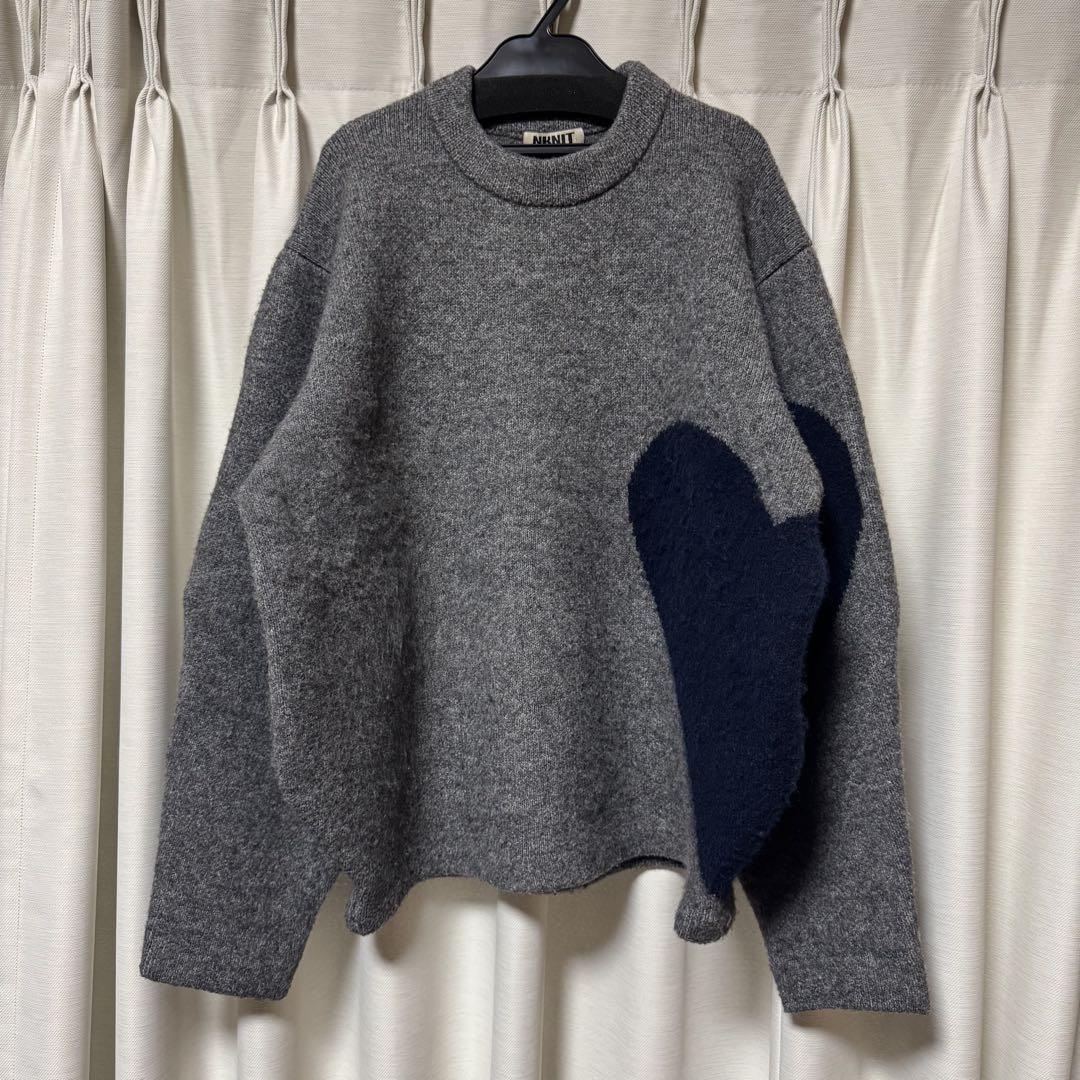 NKNIT pattern knit ハートニットGRAY NAVY 新品