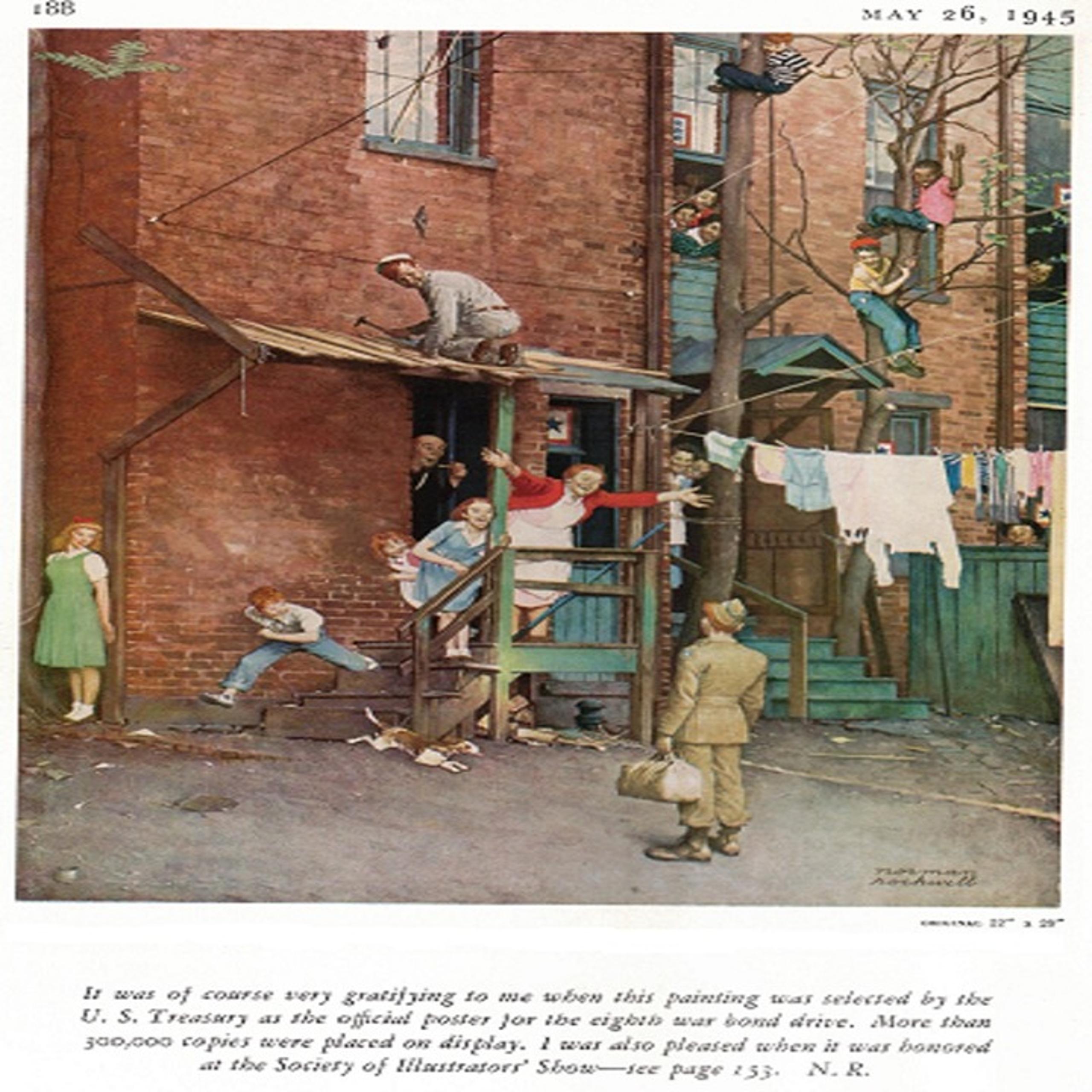 Norman Rockwell: “Saturday Evening Post Cover 5/26/45”, Extremely Rare Bookplate
