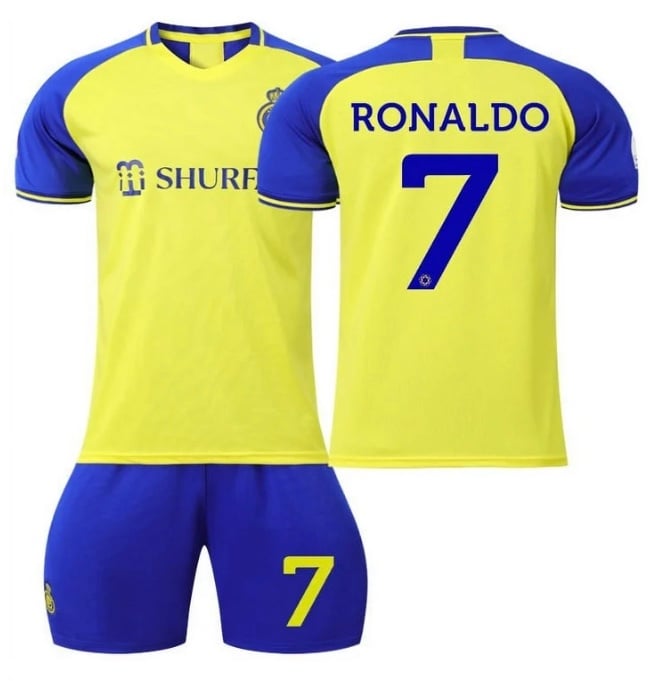 Al-Nassr Cristiano Ronaldo 7 soccer Jersey SetFor Kids size 18 3-5 year olds
