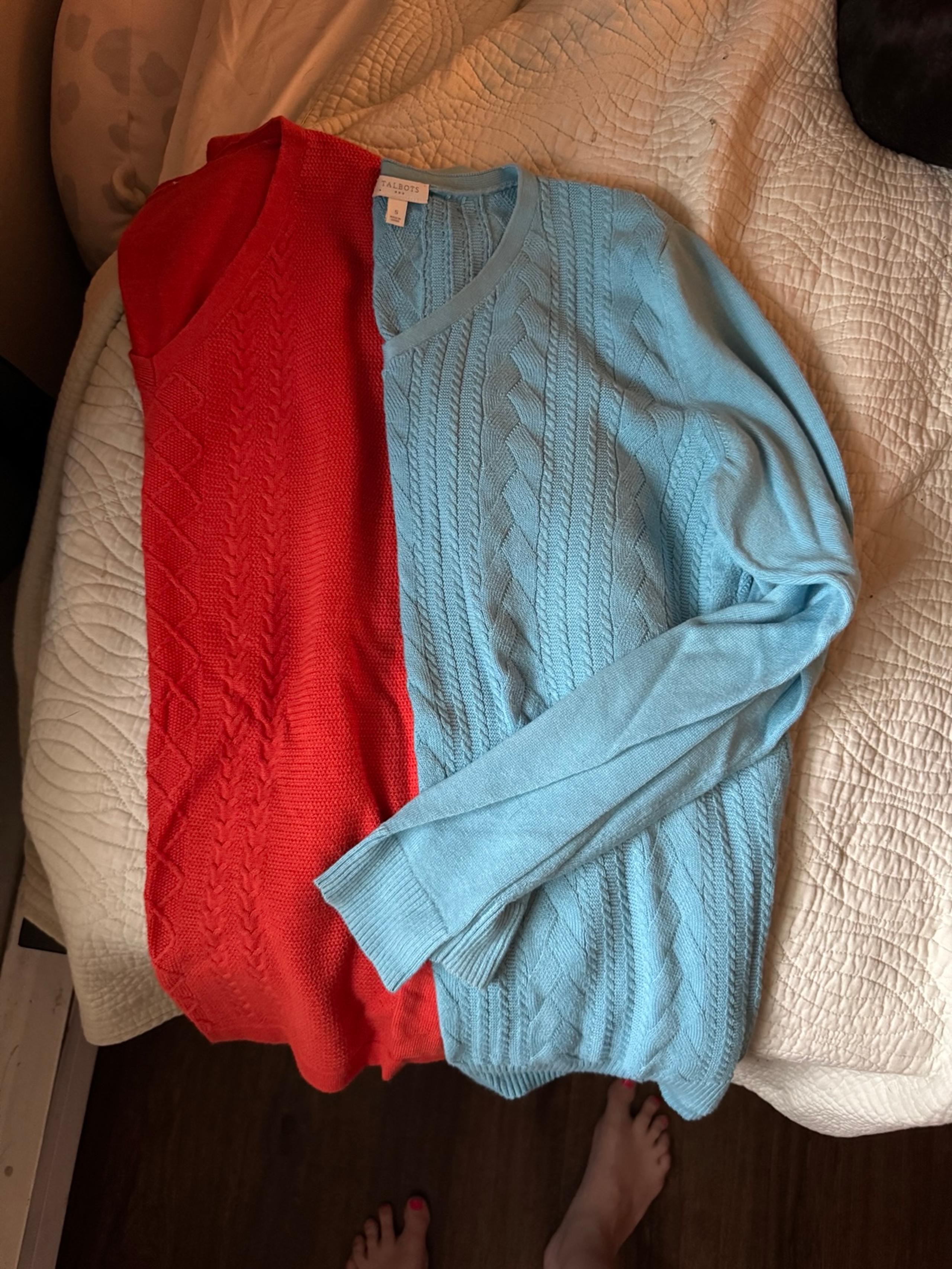 2 Small Red and Blue Talbots Sweaters