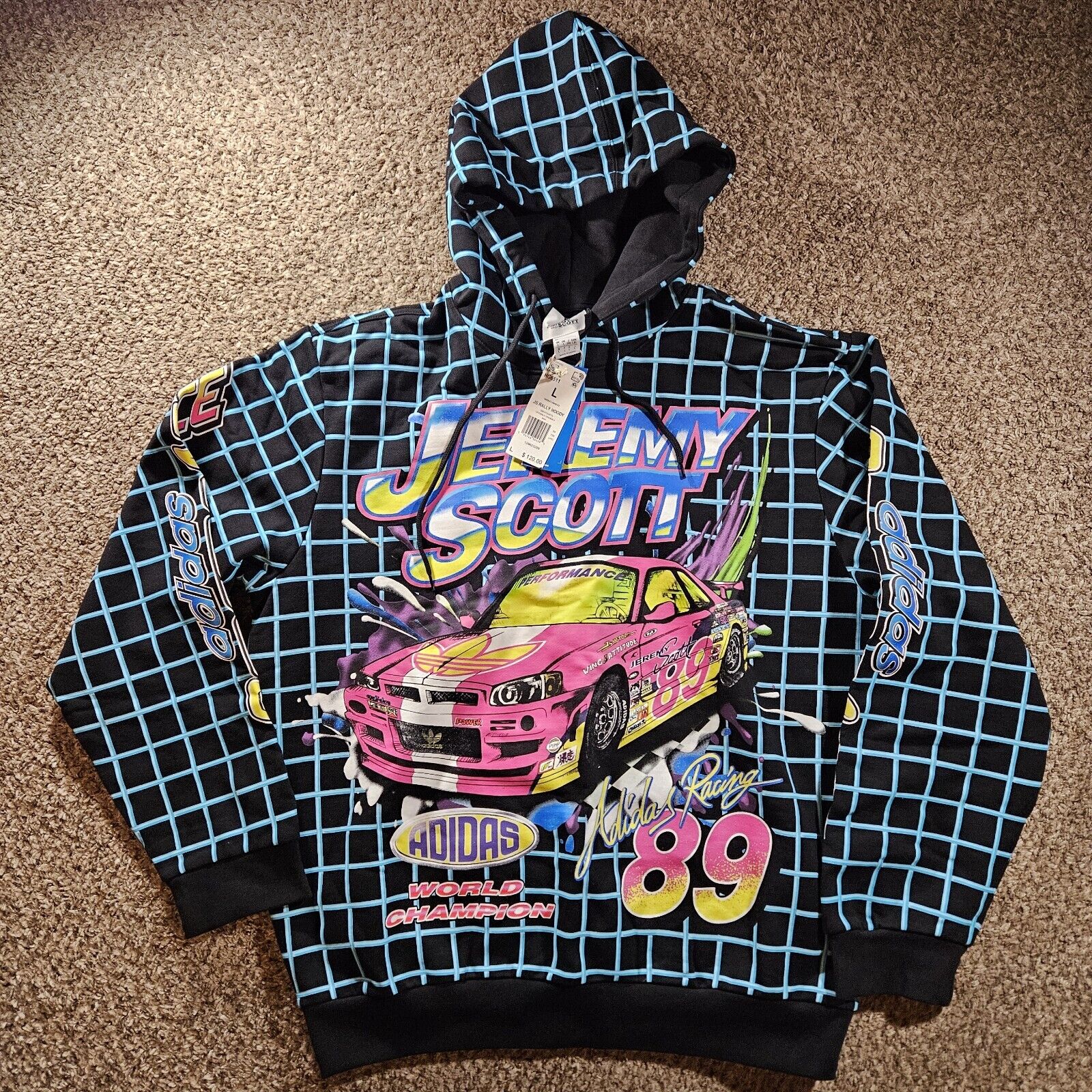 Adidas Orginals x Jeremy Scott Rally Hoodie Unisex Size Large Black HG6511