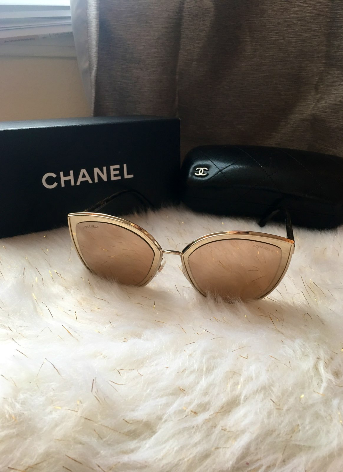 Gold cat eye chanel sunglasses