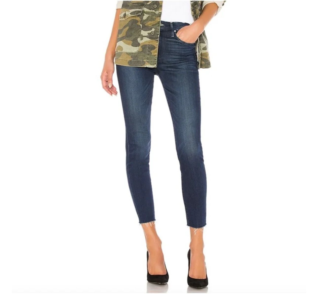 Mother brand denim high waisted looker ankle fray tongue and cheek