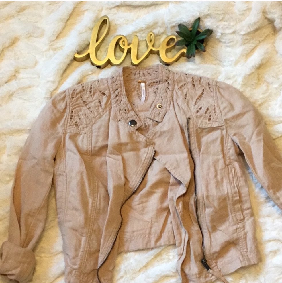 Free People moto javket with eyelet deta