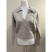 NWT Heartloom Women's Embellished Buttons Collared Knit Cardigan Bone Gray Large