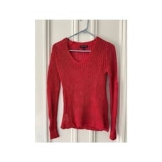 Banana republic loose knit Italian linen red v-neck summer sweater S