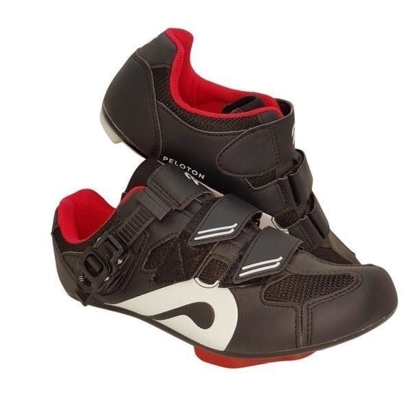 Peloton Cycling Womens Pre-owned Black w/Red & White Accents Cycling Shoes-sz. 7