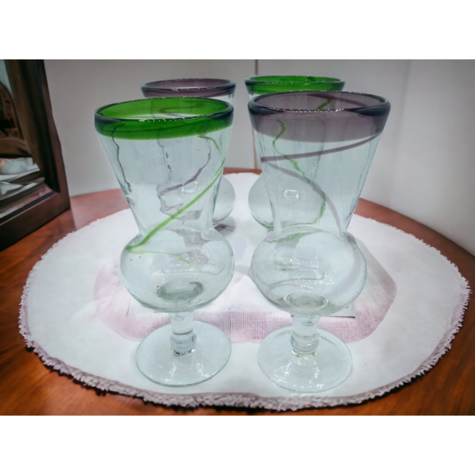 Vintage Mexican Hand-blown Daquari Glasses - set of 4