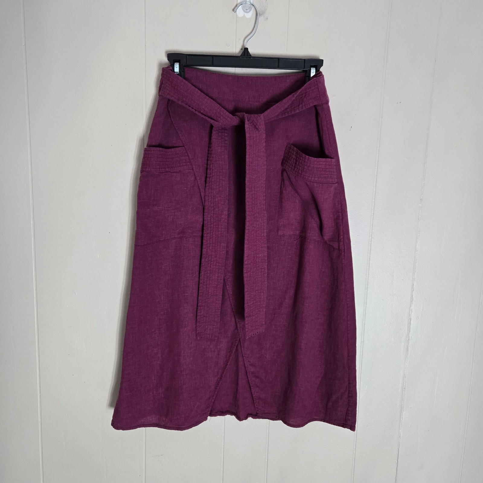 VIX Paula Hermanny linen blend wrap skirt cover-up purple pockets beach swim M