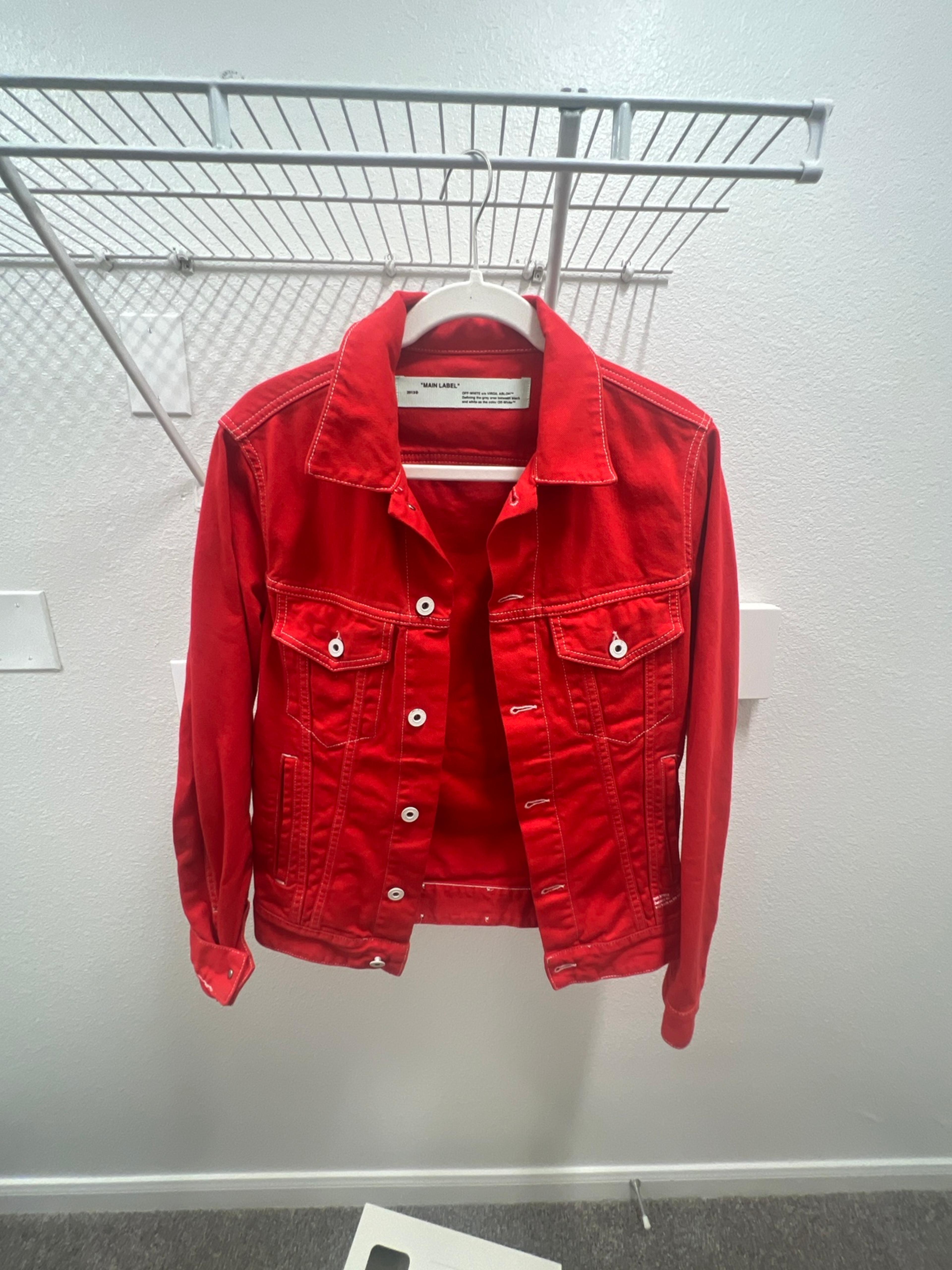 Red off white jean jacket Clearance