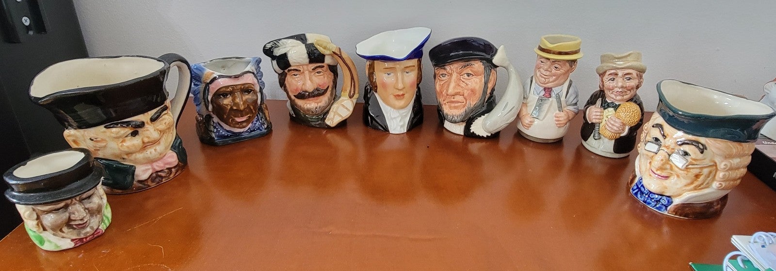 Lot 9 Vintage Royal Doulton Small 3" Toby Character Mugs Jugs