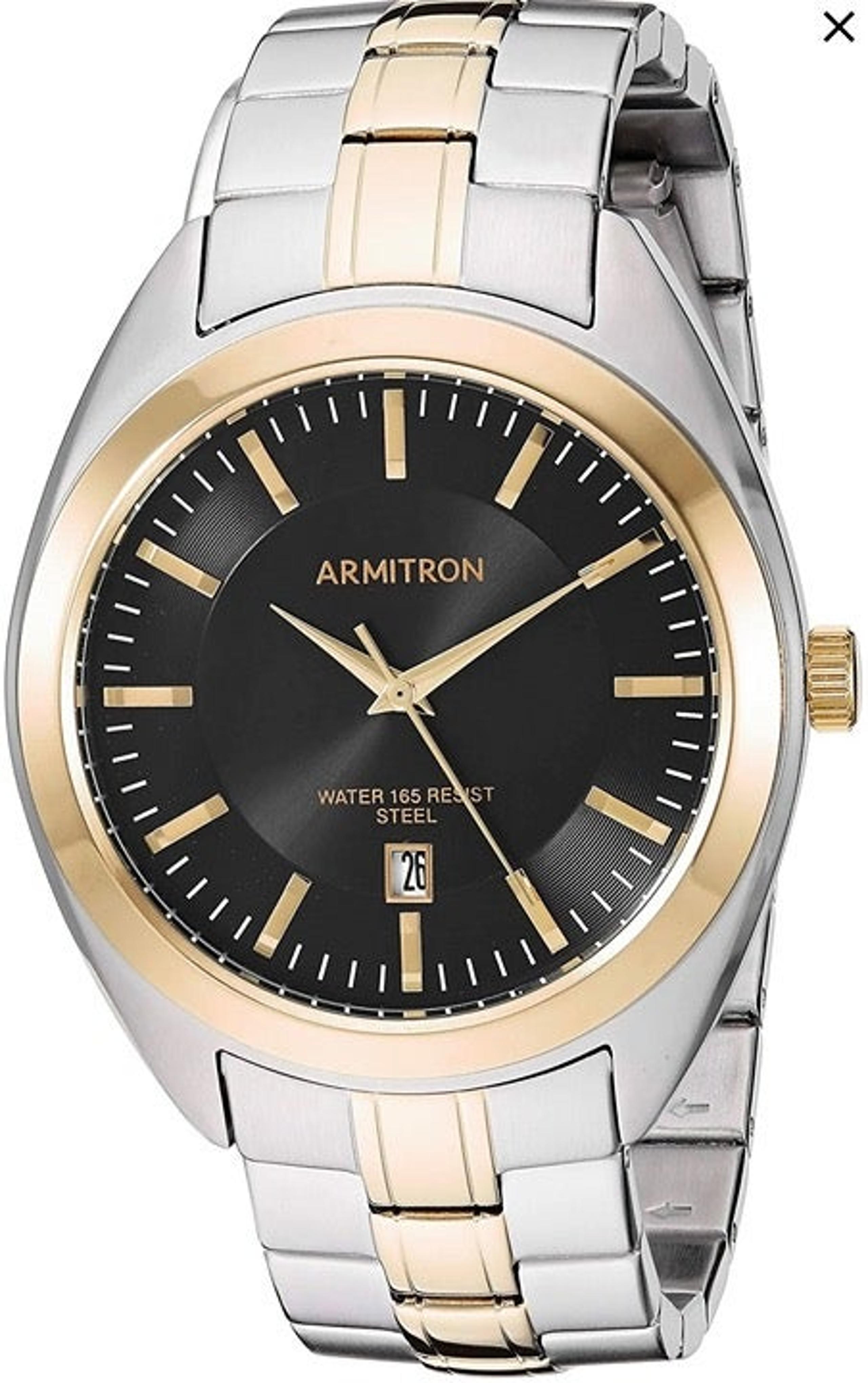 Armitron Mens 205387BKTT Date Function Two-Tone Bracelet Watch