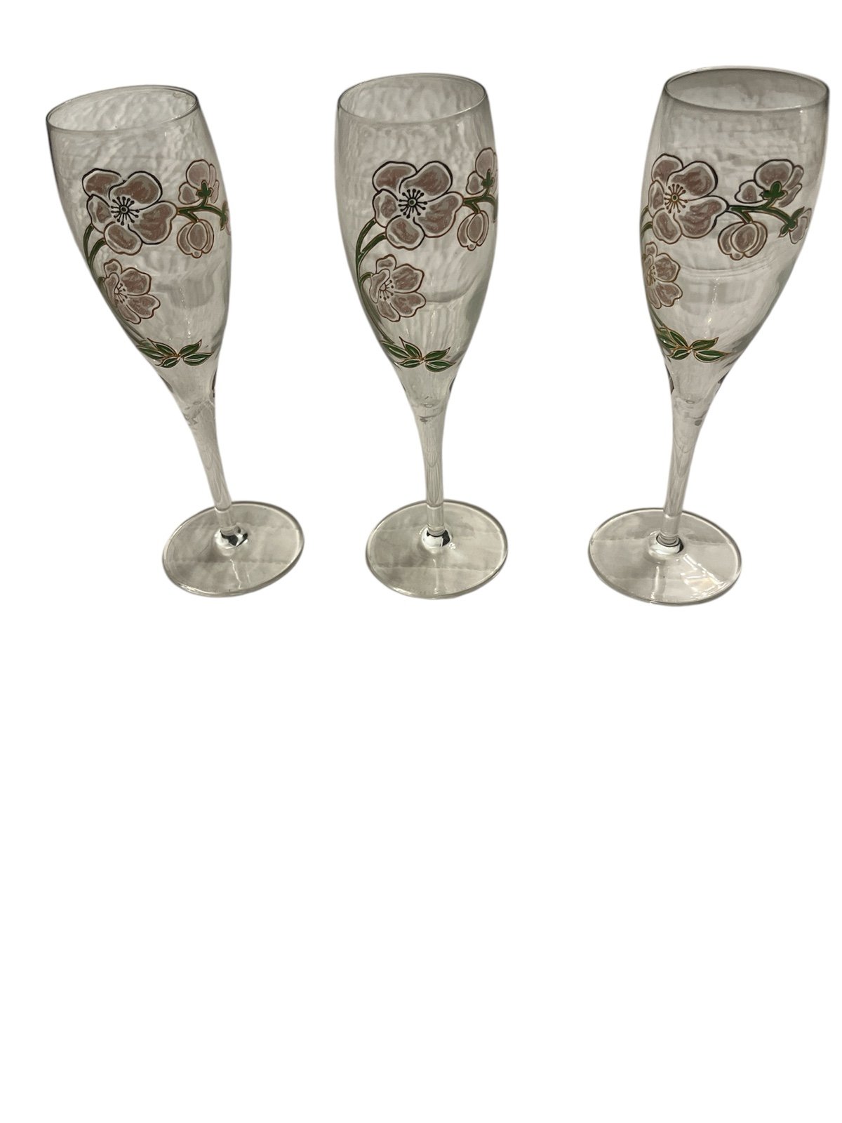 Perrier-Jouët Art Nouveau French Hand Painted Floral Champagne Flutes