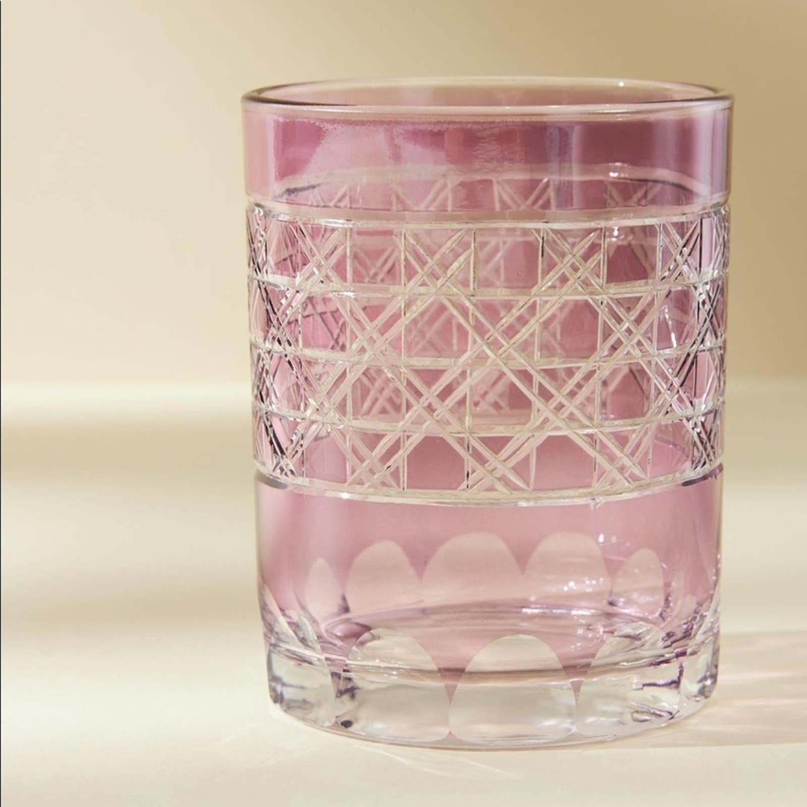 New - Set of 2 Anthropologie Colored Glass Purple Cocktail Glass