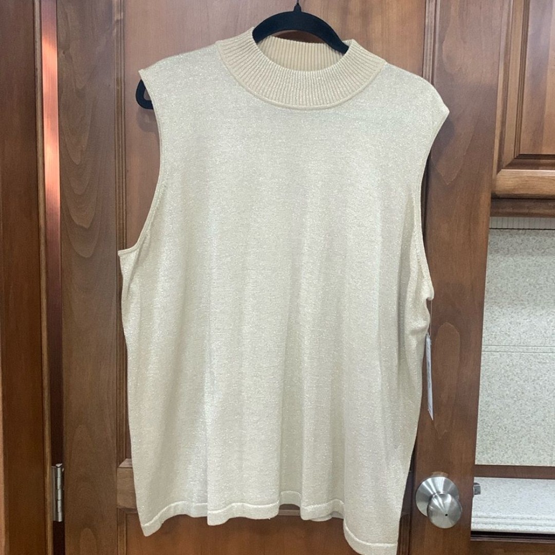 NWT Peter Nygard gold shimmer sleeveless sweater 3X