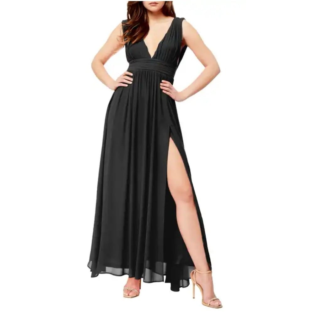 NORDSTROM Love X Design Maxi Dress Women Sz M/8 Athena Plunging V Neck High Slit