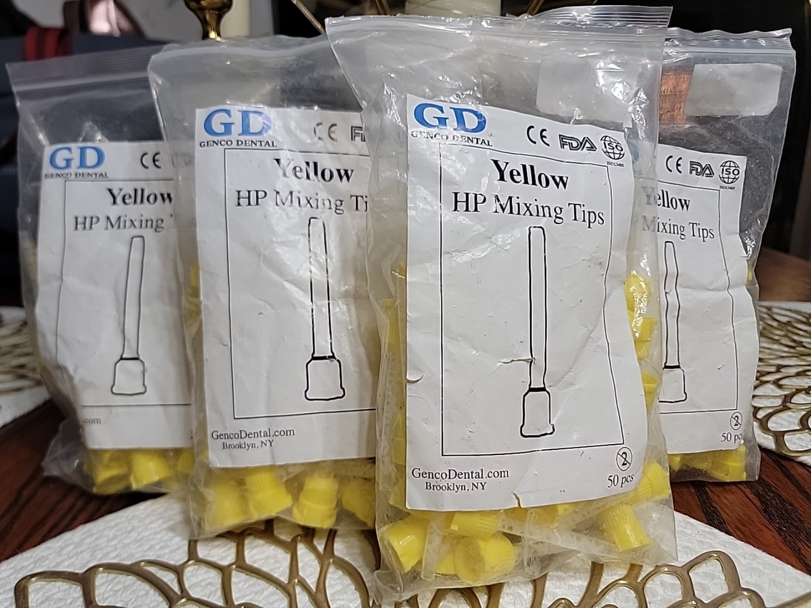 200 PK- Dental Mixing Tips for Impression Material, C&B, Cements. HP Yellow
