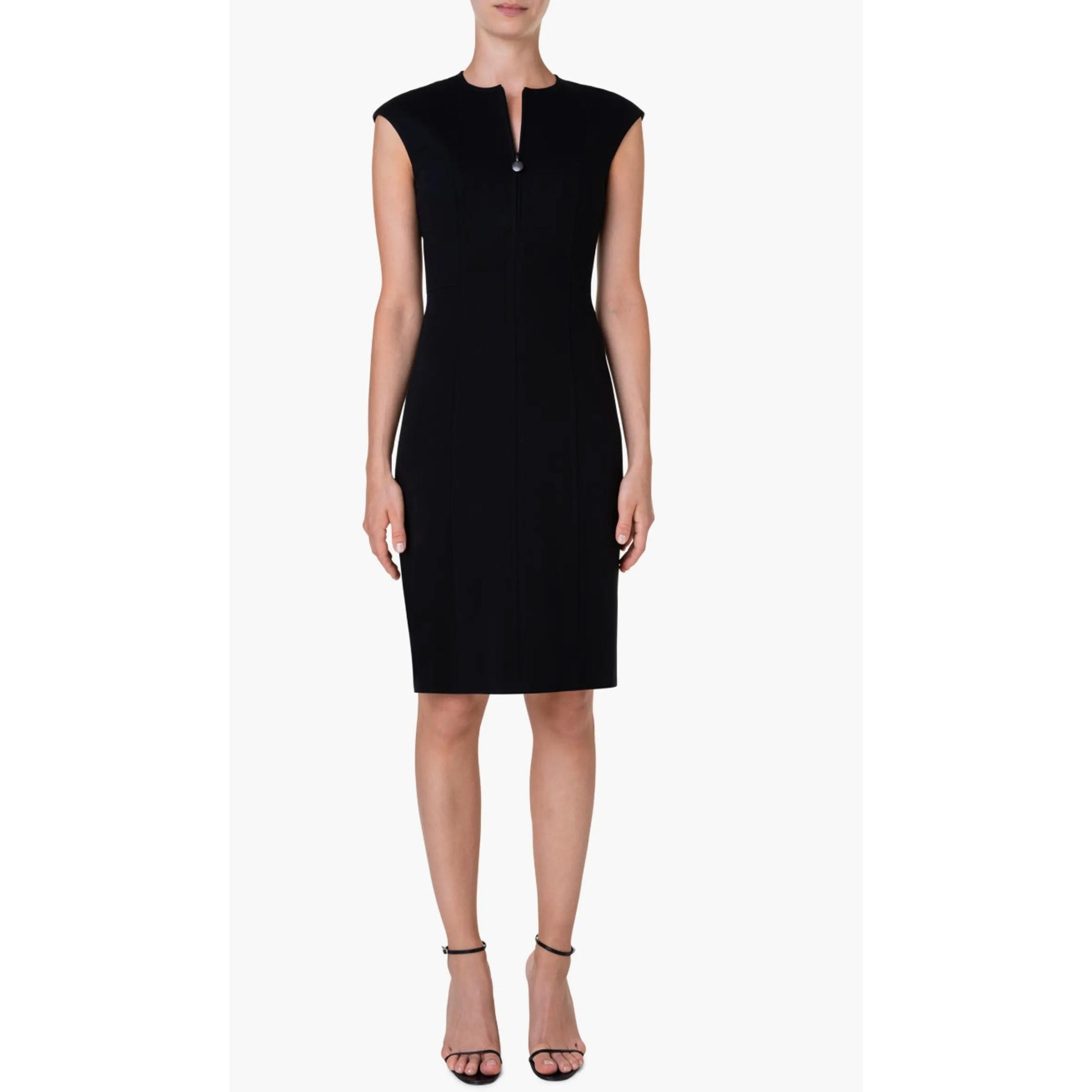 Akris Punto Women's Black Cap Sleeve Sheath Dress Zip Front Size 6