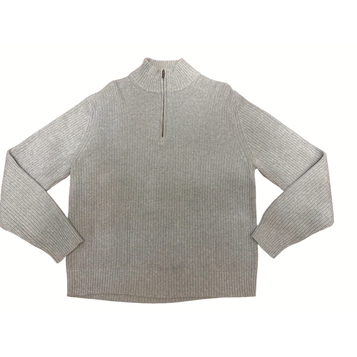 Calvin Klein Mens XL Gray Ribbed All Cotton Half Zip Sweater