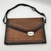 Genuine Leather Ladies Envelope Purse Handbag Brown Long Adjustable Strap