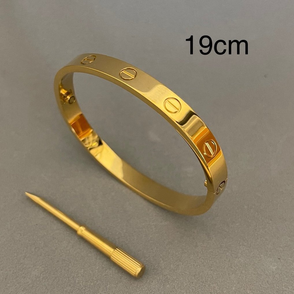 Size 19 love bracelet bangle cuff gold plated