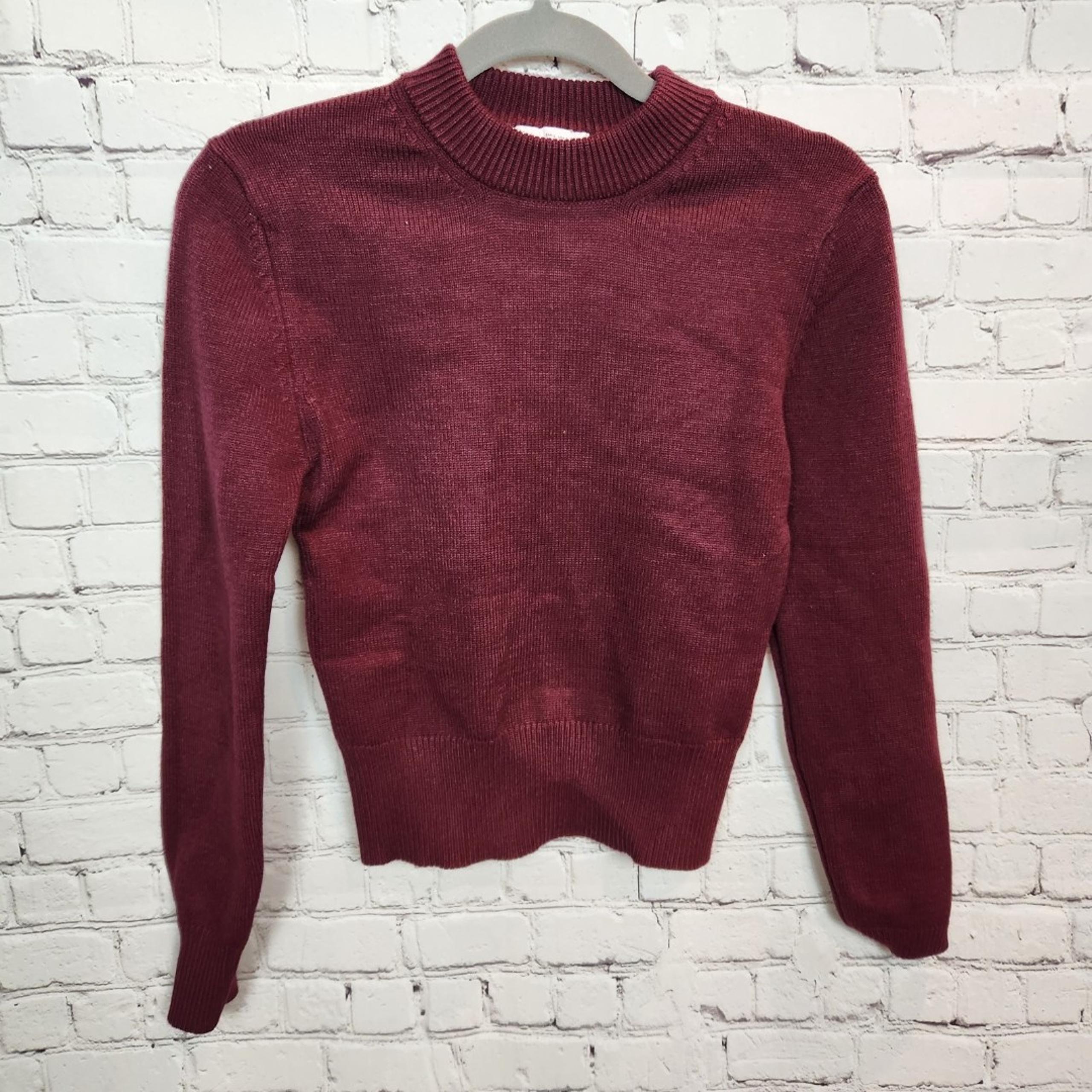 Zara Red Knit Mock Neck Cropped Sweater Size L