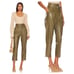 NEW Size 12 Paige Tesse Belted Faux Leather High Rise Army Green Cargo Pant