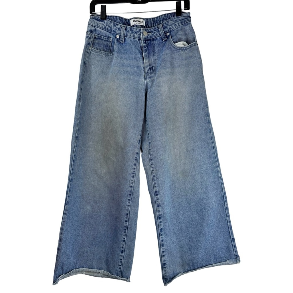 RSQ Jeans TILLY'S Premium Denim Womens Low Rise Super Wide Leg Grunge Raw Hem 4