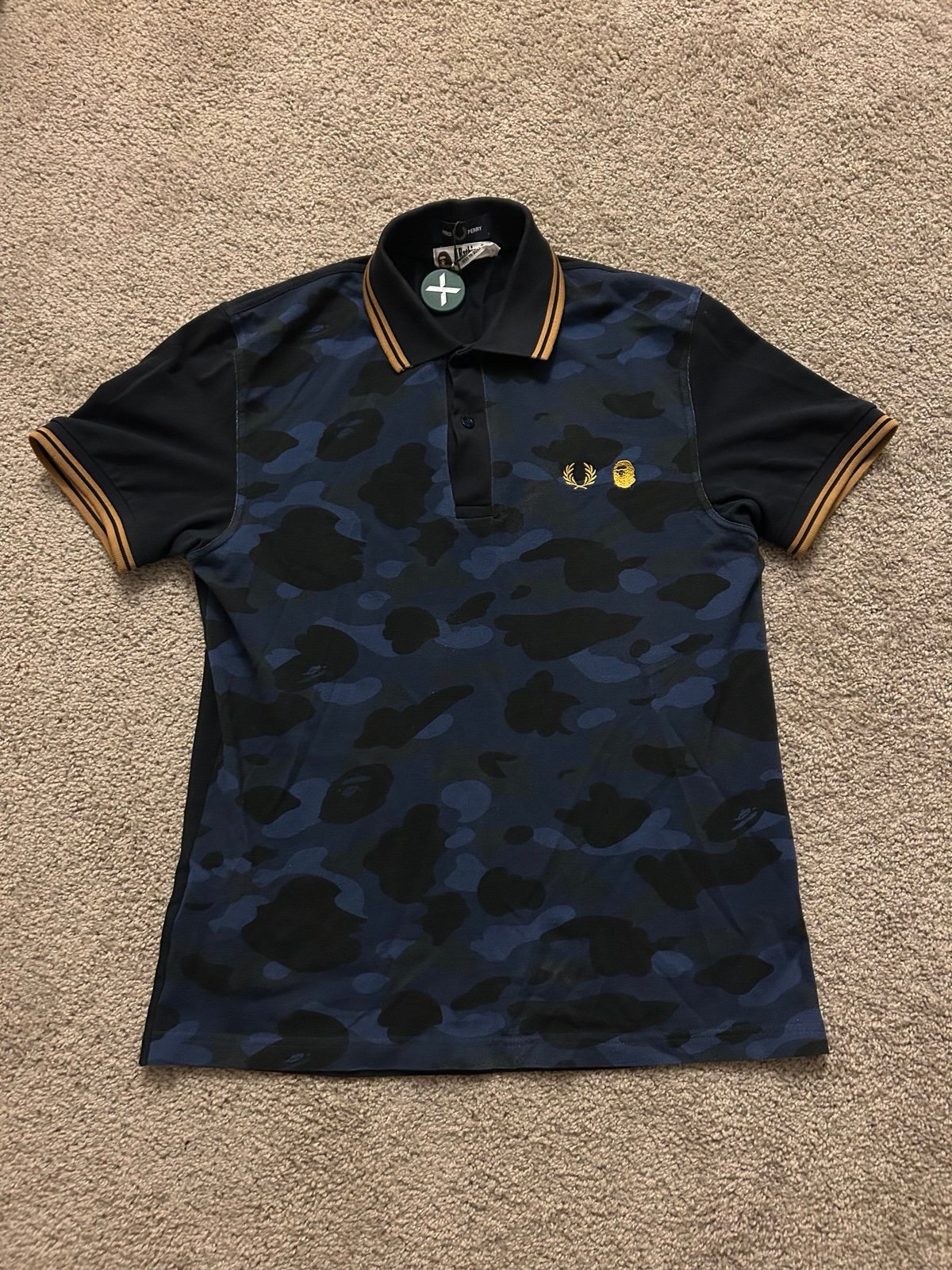 BAPE x Fred Perry Polo Shirt Navy Size Small