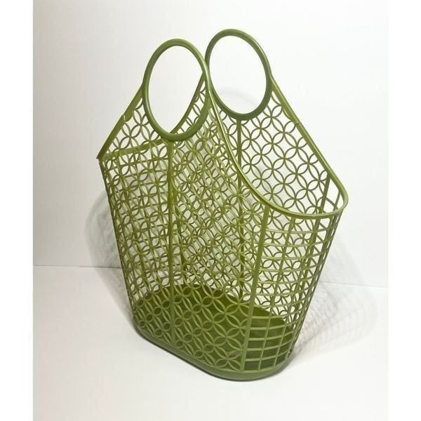 Vintage Shamrock Neatway Plastic Beach Tote with Handles Green Retro *READ*