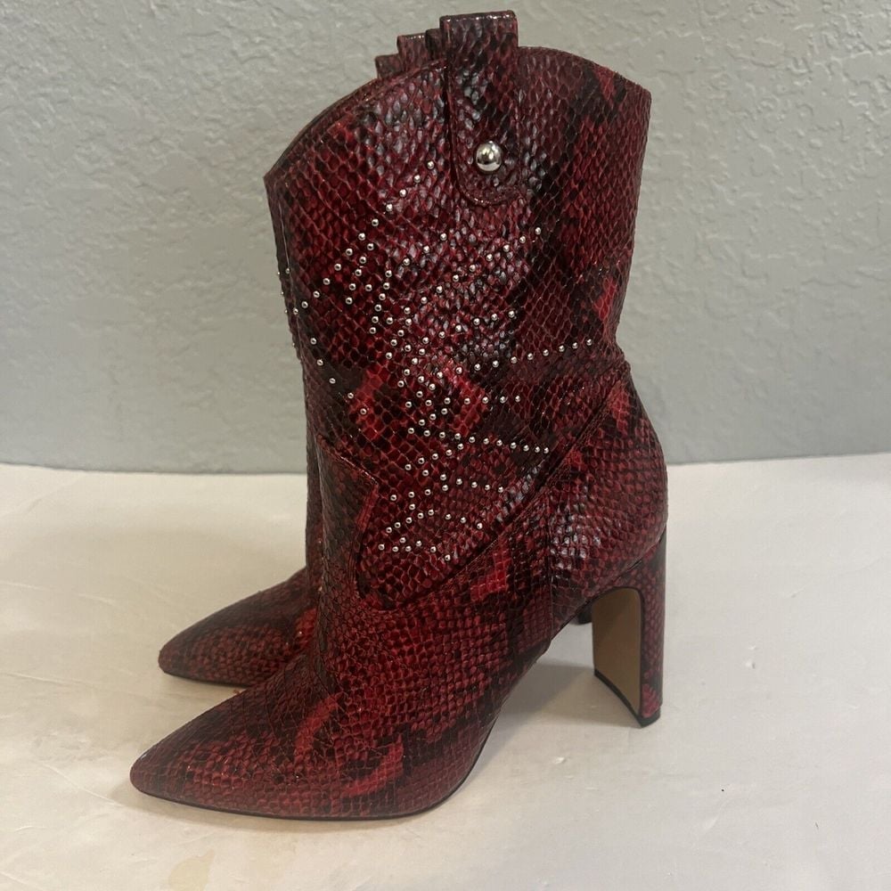 Jessica Simpson Women's Bazil Fashion Red/Black Boot Faux Snakeskin Size 6M